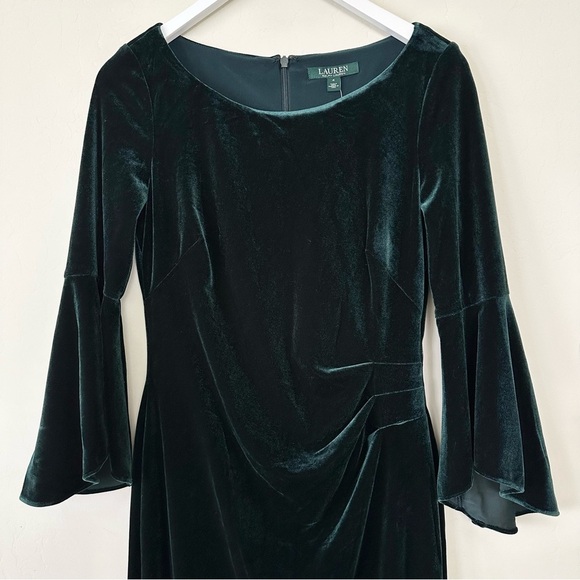 Lauren Ralph Lauren Dark Green Velvet Maxi Gown - Picture 2 of 7
